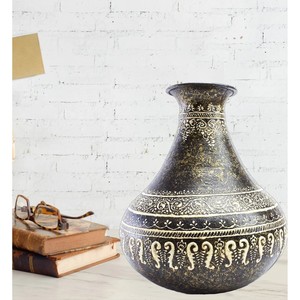 Traditional Handmade <b>Bronze</b> Tabletop <b>Vase</b> With Ornate Carved Patterns Decorative Flower <b>Vase</b> - Product Image 6