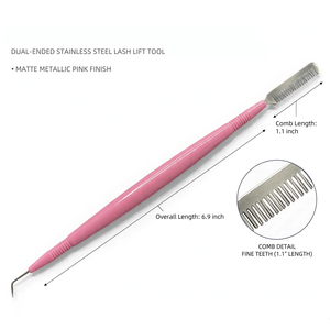 Peine de acero inoxidable rosa para cejas, herramienta de marca privada al por mayor, instrumento para estilizar pestañas y levantar cejas de Bahasa Pro - Product Image 2