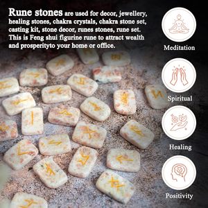 Ensemble de 25 Pierres Runicées Polies en Pierre de Soleil Naturelle, Pierres Précieuses Gravées Futhark pour la Divination et la Collection, Vente en Gros - Product Image 6