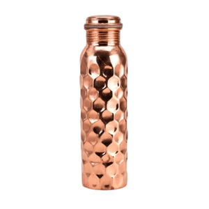 Handcrafted Hammered Pure Copper <b>Water</b> <b>Bottle</b> Leak-Proof Diamond Pattern Ayurvedic Copper Vessel For Yoga <b>Gym</b> & Travel Custom - Product Image 1