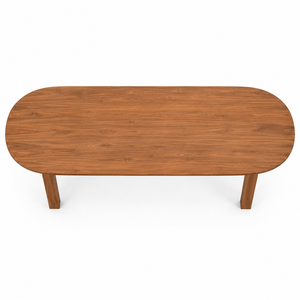 Modern Minimalist <b>Solid</b> Teak <b>Wood</b> <b>Dining</b> <b>Table</b> Set with <b>Round</b> Top Architectural Spine Base Design for Apartment Hotel & School - Product Image 4