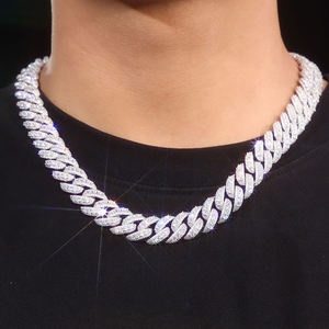 Luxury Iced Out Cuban Link Hip Hop Chain White Gold Finish <b>Statement</b> <b>Necklace</b> for Men Women Premium Fashion Jewelry - Product Image 1