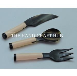 Juego de cubiertos de alta calidad de cuerno de búfalo, juego de 3 piezas para servir comida, al mejor precio. - Product Image 2
