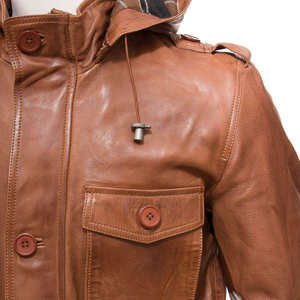 Venta Directa de Fábrica, Chaqueta de Cuero Genuino Vintage para Hombre, Estilo Motero, Impermeable, Resistente al Viento, Moda Urbana - Product Image 4