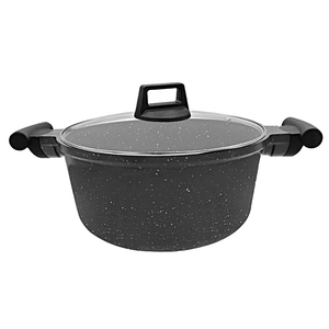 Stylish Non Stick Casserole Pot With Titanium Enhanced Coating Durable Aluminum Construction Tempered Glass Lid - Product Image 1
