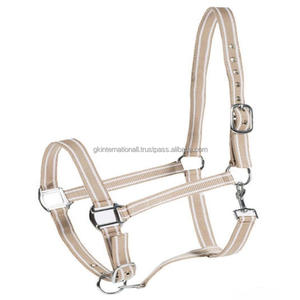 Halter en nylon fait à la main à rayures bicolores en plusieurs couleurs et tailles personnalisées avec quincaillerie en acier inoxydable - Product Image 2
