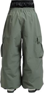 Pantalon de ski unisexe imperméable en matière synthétique isolante avec poches cargo et fermeture à boutons gris - Product Image 4