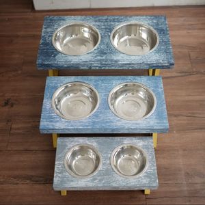 Alimentador de mascotas con marco de Metal duradero, cuencos dobles de acero inoxidable con tapa de madera, fácil de limpiar, uso en interiores/exteriores, personalización OEM ODM - Product Image 3