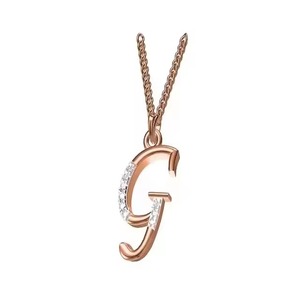 Collier Pendentif Minimaliste en Diamant Plaqué Rhodium 14K avec Lettre G Personnalisée, Cadeau Parfait pour Unisexe - Product Image 1