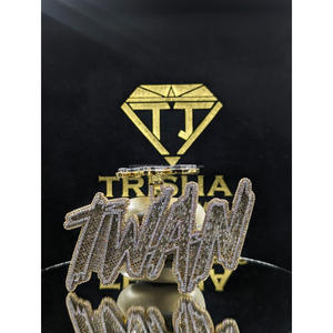 <b>Custom</b> "TWAN" <b>Name</b> Pendant VVS Moissanite Diamond Fully Iced Out 925 Sterling Silver Hip Hop <b>Necklace</b> By Trisha Jewels - Product Image 4