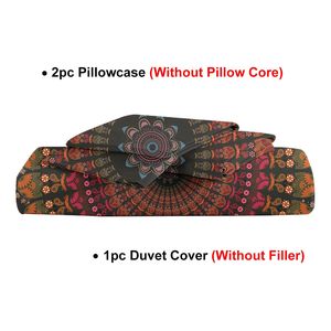 Set Copripiumino Boho Mandala Rosso 3 Pezzi, 200TC 100% Poliestere, Copriletto Vintage con 2 Federe, Misura Super King - Product Image 4