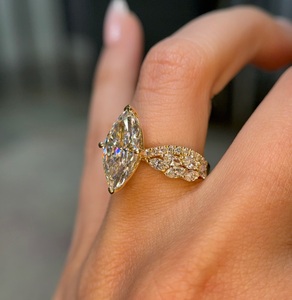 3ct Marquise Cut Labgrown Engagement <b>Ring</b>, 14k Gold Twisted Pave Band <b>Ring</b>, Igi Certified. - Product Image 2