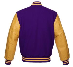 Blouson Bomber Varsity en Laine Noire avec Patchwork Géométrique, Col Montant et Capuche, Manches Orange - Product Image 6