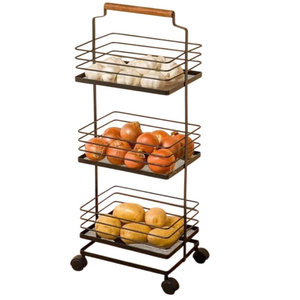 Chariot de rangement utilitaire en métal de grande qualité, 4 niveaux, fin et mobile, avec plateau en bois et roulettes verrouillables pour la cuisine - Product Image 2