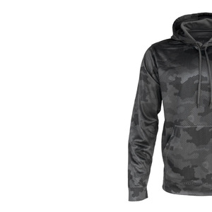 Sweat-shirt à capuche zippé noir pour homme, 100% coton, camouflage, logo personnalisé, broderie 3D, saison hiver, 1 pièce - Product Image 3