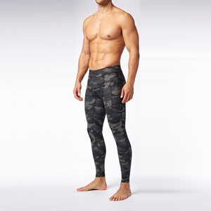 Leggings de yoga imprimés camouflage pour hommes, 100% polyester et élasthanne, collants de sport pour hommes, longueur intégrale, taille élastique - Product Image 4