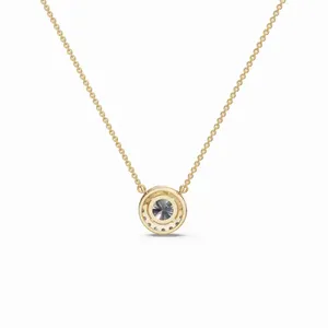 จี้เพชรทรงกลมแบบวงแหวนรอบดวงดาว ประดับเพชรทรงกลม 18K ทองคำขาว 22 เม็ด - Product Image 2