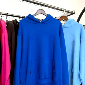 Sudadera con Capucha de Algodón 100% de Alta Calidad 2025, Estilo Francés, Oversize, con Estampado 3D, Pedrería Hotfix y Cuello con Capucha VVS, Venta al Por Mayor - Product Image 1