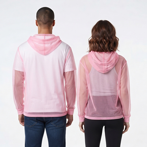 Transparent <b>Mesh</b> Hoodie Unisex Sexy Fashion <b>Long</b> <b>Sleeve</b> Hooded <b>Tops</b> 100% Polyester Sheer <b>Mesh</b> Sexy Hoodie Summer Wear - Product Image 2