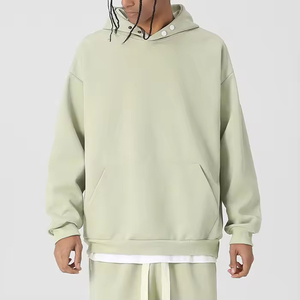 Sweat-shirt à capuche zippé pour homme, coupe classique, doublé, couleur unie, en molleton de coton, décontracté, séchage rapide, pour l'hiver, vert clair - Product Image 6
