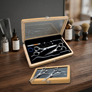 Professional Salon <b>Barber</b> Hairdressing Scissors with Japanese Stainless Steel <b>Blades</b> Right-Handed in Beautiful Case With Logo - Product Image 5
