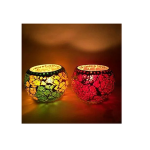 Solid Design Wedding Party Dining Mosaic Amber Glass Candle Holder Romantic Gift Tea Light for Home Decoration - Product Image 6