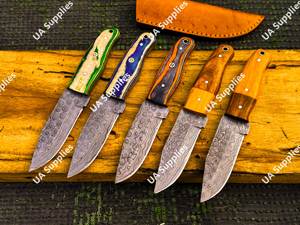 Cuchillo Skinner de Hoja Fija de Acero Damasco Hecho a Mano, Soporte OEM ODM, Personalizable, Directo de Fábrica, Cuchillos de Caza de Espiga Completa y Funda - Product Image 6