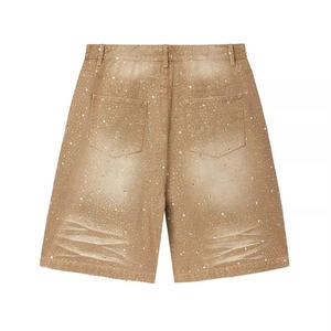 Unisex High Quality Acidwash Denim <b>Shorts</b> Allover Rhinestones Custom Made <b>Jean</b> <b>Shorts</b> for Men Summer Diamond Jorts - Product Image 2