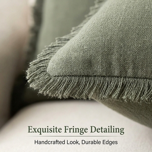 Housse de <span class=keywords><strong>coussin</strong></span> carrée en lin à franges style bohème, décorative pour canapé d'hôtel et chambre à coucher, vente en gros OEM - Product Image 2