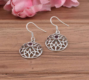 Vintage <b>Red</b> Garnet <b>Drop</b> <b>Earrings</b> 925 Sterling Silver Natural Gemstone Victorian Luxury Wedding Jewelry Women's Wholesale - Product Image 5