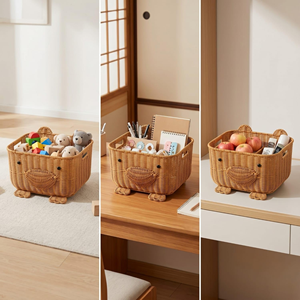 Cesta Decorativa de Mimbre Hecha a Mano con Parte Superior Abierta, Cesta de Mimbre Ecológica, Linda Cesta para Cocina, Dormitorio, de Vietnam - Product Image 3