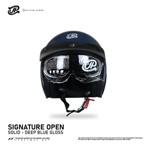 Casco abierto JP Signature Open Solid Deep Blue Gloss, ofrece seguridad moderna para una comodidad y protección inigualables al conducir. - Product Image 1