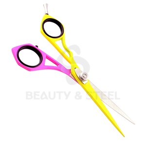 Professional Matte Black Hair Cutting Scissors with Sharp Straight Blades and Orange Comfort <b>Ring</b> Inserts - Product Image 5