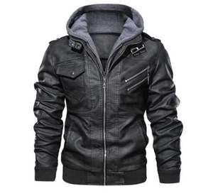 Vestes en cuir PU noir de haute qualité pour motards, style décontracté, grandes tailles, vestes en cuir vegan personnalisées et élégantes pour hommes - Product Image 1