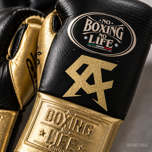 No Boxing No Life Gold Leather Breathable Training Gloves <b>Laced</b> Adjustable Customizable for Adults Boxing Gym Use Customized - Product Image 2