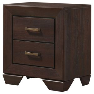 Mesita de noche rectangular de 2 cajones con acabado en cobre color cacao oscuro - Product Image 3