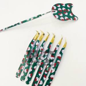 Juego de pinzas para extensión de pestañas de Hello Kitty Logotipo de etiqueta de punta de fibra Pinzas sostenibles de Hello Kitty Pinzas de acero inoxidable MINK - Product Image 4