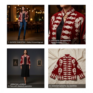 Blouson Bomber de Luxe en Velours Fait Main avec Broderie Florale, Col Montant et Doublure en Coton – Vente en Gros - Product Image 4