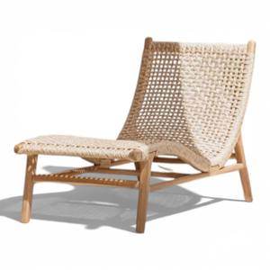 Tumbona Moderna de Madera de Teca para Exteriores, Tumbona de Jardín de Ratán Tejido, Silla de Patio de Lujo para el Borde de la Piscina, para Villas, Hoteles y Resorts - Product Image 2