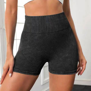 Shorts de yoga de cintura alta para mujer, leggings deportivos que realzan los glúteos, para fitness, gimnasio, correr, ropa deportiva con lazo, botones, remaches y flores - Product Image 6