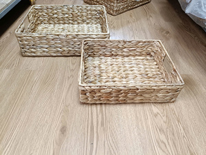 Handmade Eco-Friendly Waterproof Modern Water Hyacinth Storage <b>Basket</b> Natural Woven <b>Rectangular</b> Tray for Kitchen Home Decor - Product Image 4