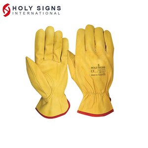 Guantes de Seguridad de Cuero Amarillo Holy Signs, de Uso General, Anti-Impactos, Anti-Cortes, de Grano Completo, Lisos, Resistentes a la Abrasión, con Puño Reforzado - Product Image 6