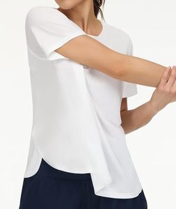T-shirt de sport pour femme Yoga Design, col rond, respirant, séchage rapide, pour l'été, la gym, le fitness et l'entraînement sportif - Product Image 1