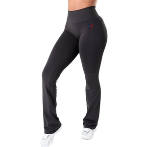 Pantalon long évasé taille ultra haute noir pour femme, extensible, respirant, pour le sport, le fitness, le yoga et l'entraînement, vêtement de performance athlétique - Product Image 1