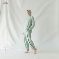 Ensemble de vêtements intérieurs modestes pour femmes musulmanes, haut long et pantalon respirants, vêtements de maison conservateurs