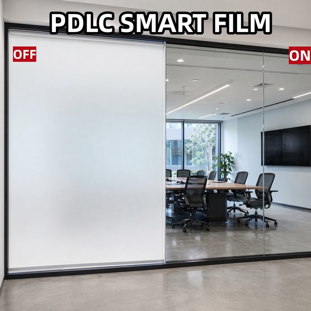 Smart Film PDLC 88% 92% 96% VLT Switchable Glass with UV IR Blocking Smart Window Film Privacy Electric for Villa Storefront
