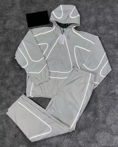 Unisex Tracksuit Full <b>Zip</b> Hooded Solid Color Block Design Breathable Polyester Autumn Wear Casual Style Adult Fit - Product Image 4
