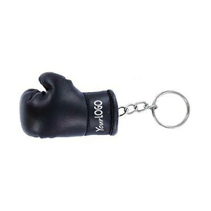 Llavero de Guantes de Boxeo Mini de Cuero Negro y Acero Inoxidable con Logotipo Personalizado de Alta Calidad, el Mejor Regalo para Boxeo - Product Image 1