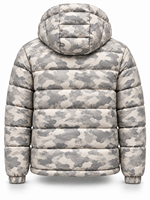 Veste matelassée camouflage à capuche pour homme, rembourrage en polyester, coupe-vent, fermeture éclair, style décontracté d'hiver