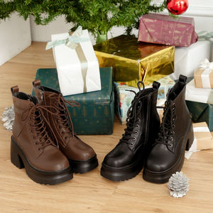 Botines de Plataforma con Cremallera de Cuero Genuino para Mujer Ann'S, Tacón Grueso de 9 cm, Forro Acolchado en el Talón, Antideslizantes, Invierno, Venta al Por Mayor - Product Image 2